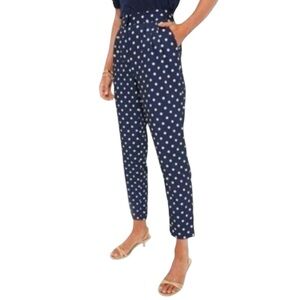NWT Tuckernuck Pixie Navy and White Polka Dot Pleated Trouser Pants XL